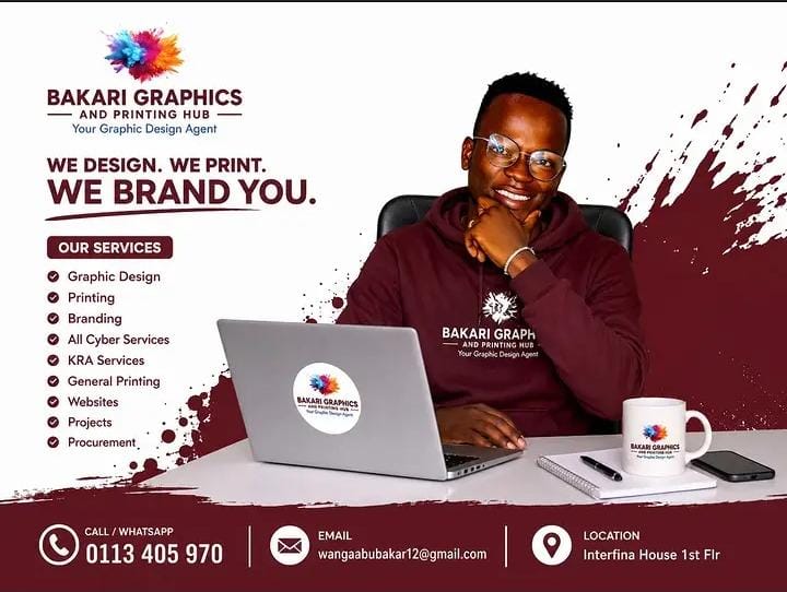 Bakari Graphics and Printing Hub brand promotion artwork